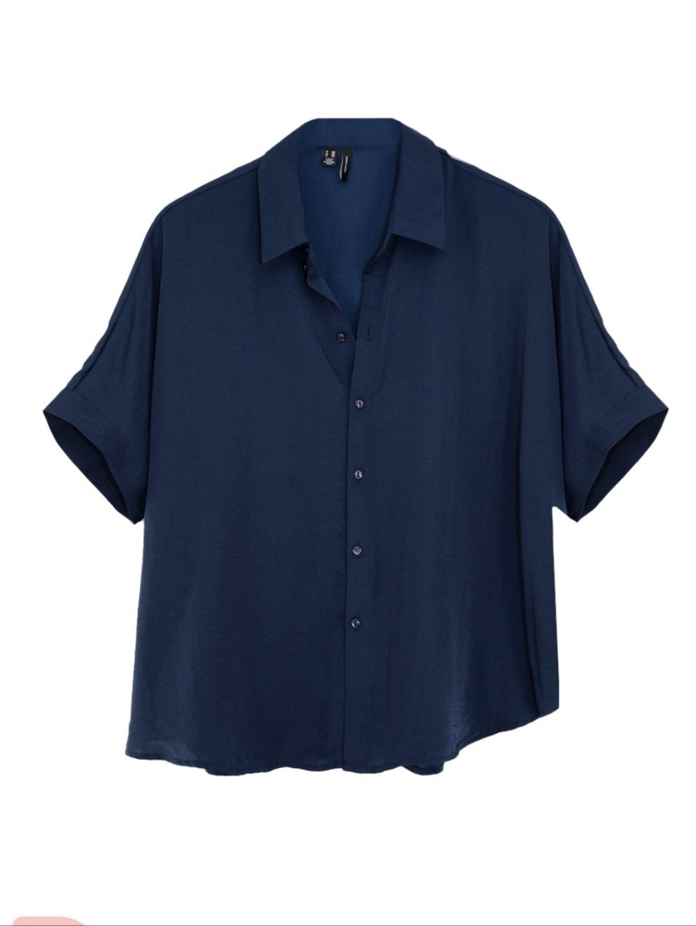 Vero Moda Navy Short-Sleeve Button-Down Shirt